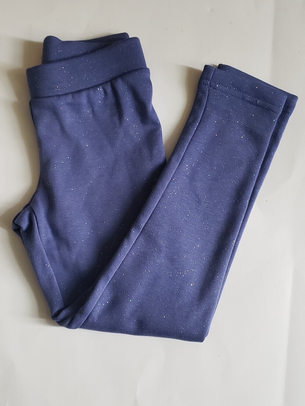 Old Navy Girls Cozy Fleece Sparkle Leggings - Blue/Silver Glitter